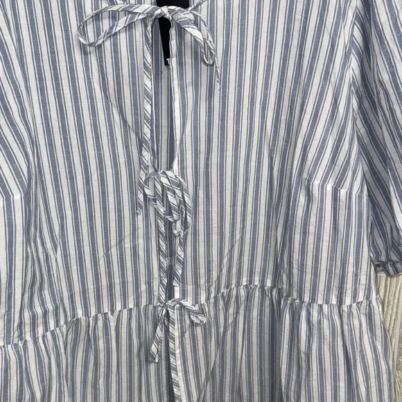 Torrid Light Blue and White Striped Blouse - Picture 5 of 6
